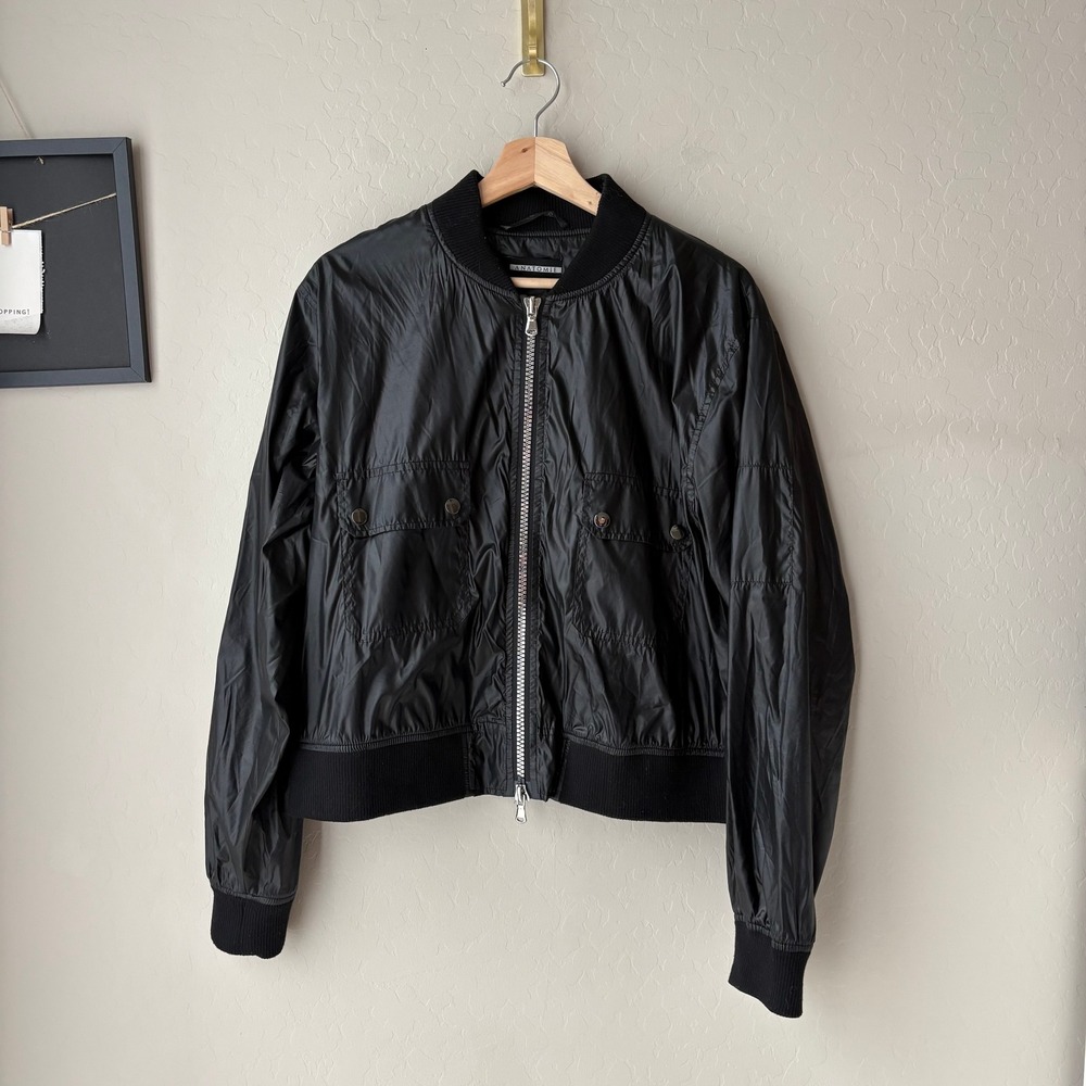 Anatomie Black Windbreaker Bomber Jacket Lightweight‎ Zip Front Size XL